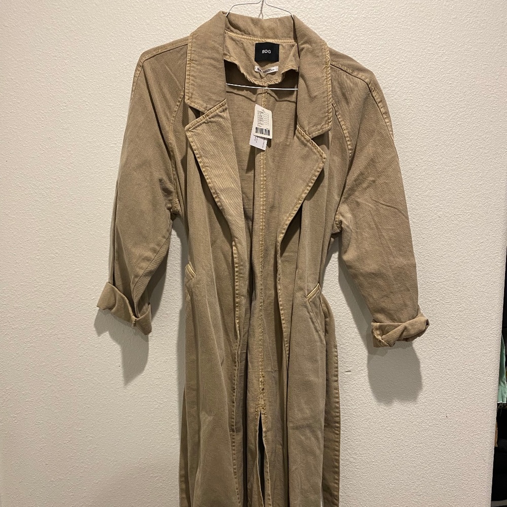 BDG Khaki Denim Mid-Length Coat Size M